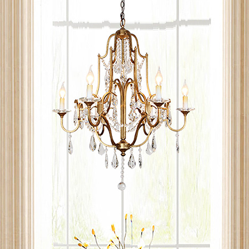 Crystal Antique Brass Chandelier Candlestick 4/6/9 Lights - Rebooters