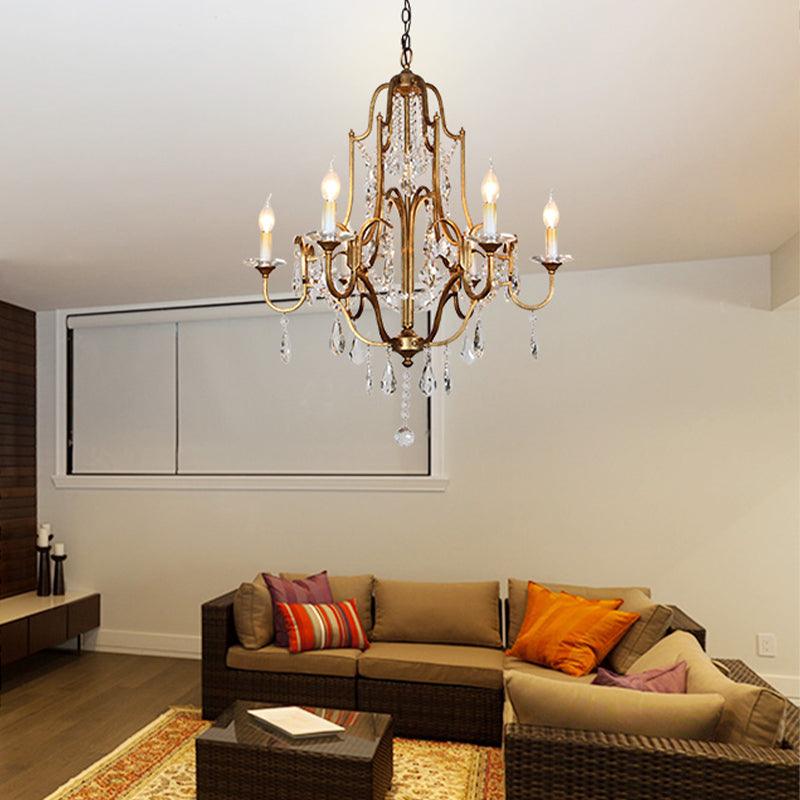 Crystal Antique Brass Chandelier Candlestick 4/6/9 Lights - Rebooters