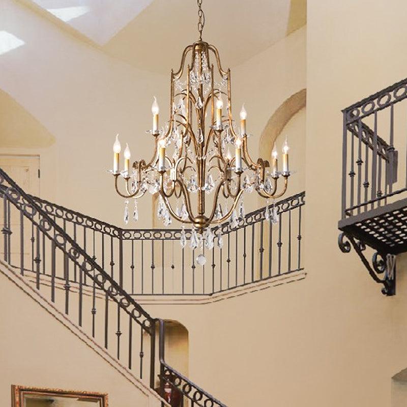 Crystal Antique Brass Chandelier Candlestick 4/6/9 Lights - Rebooters