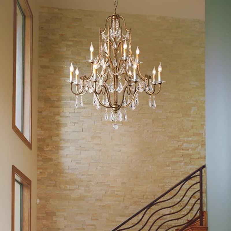 Crystal Antique Brass Chandelier Candlestick 4/6/9 Lights - Rebooters