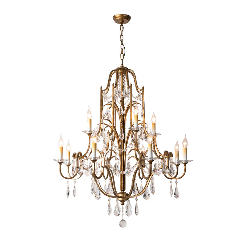 Crystal Antique Brass Chandelier Candlestick 4/6/9 Lights - Rebooters