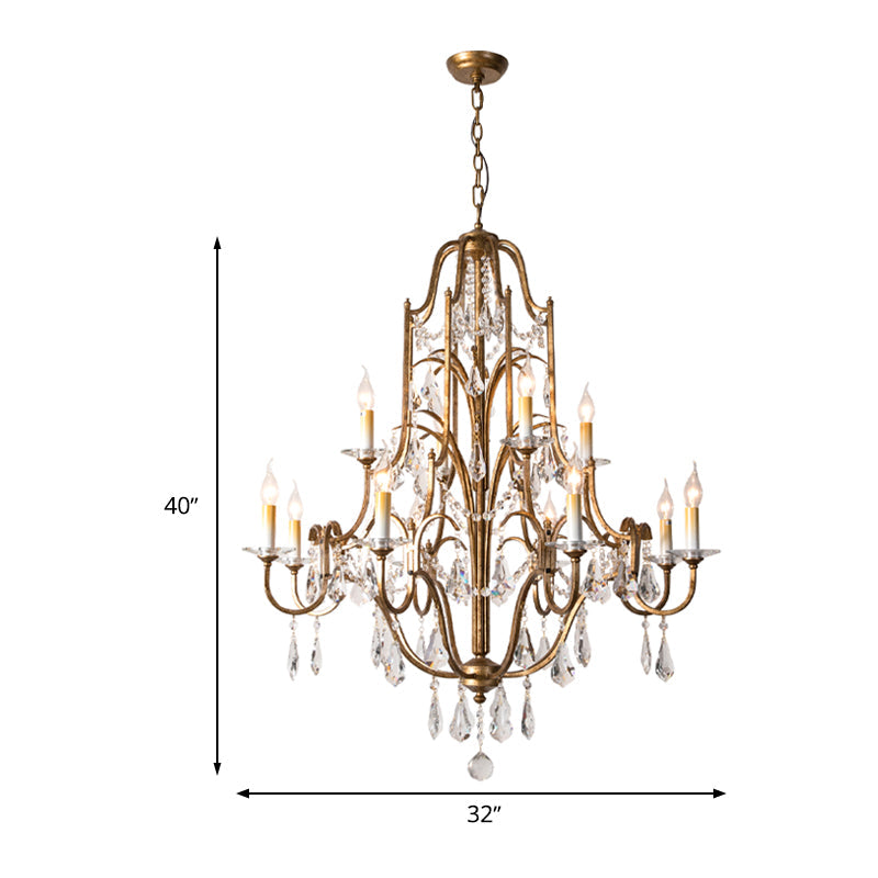 Crystal Antique Brass Chandelier Candlestick 4/6/9 Lights - Rebooters