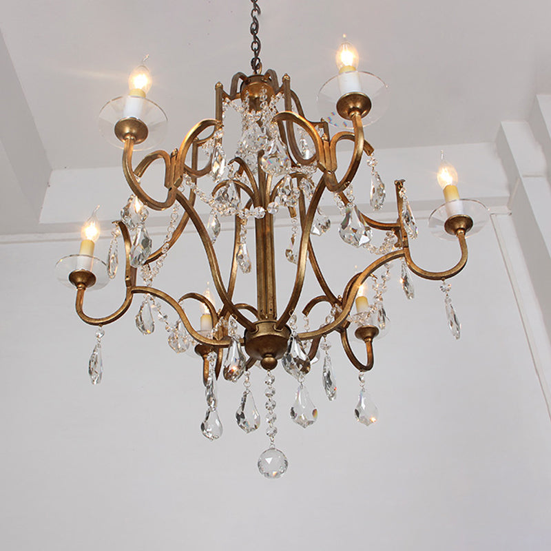 Crystal Antique Brass Chandelier Candlestick 4/6/9 Lights - Rebooters