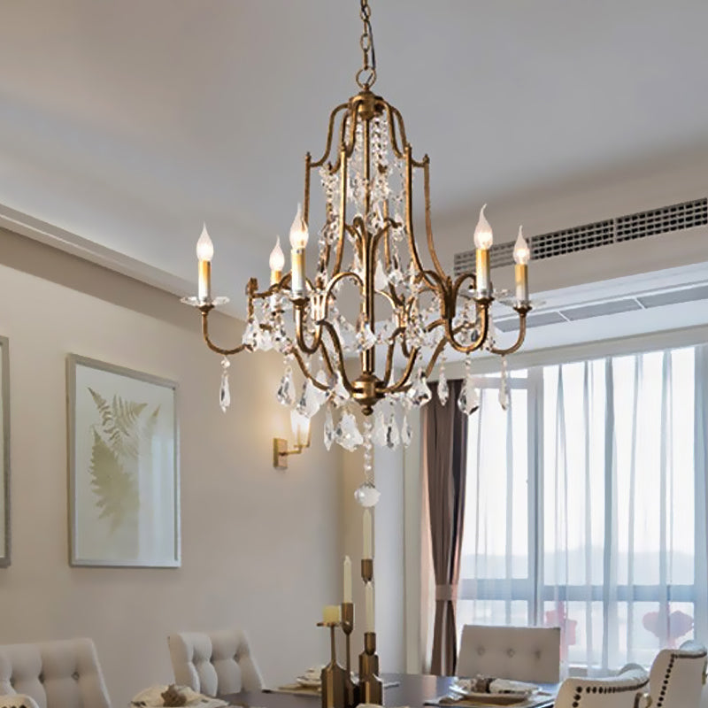 Crystal Antique Brass Chandelier Candlestick 4/6/9 Lights - Rebooters