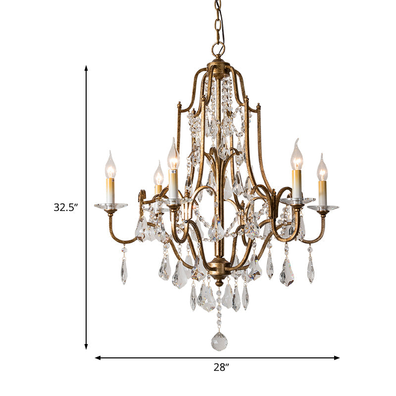 Crystal Antique Brass Chandelier Candlestick 4/6/9 Lights - Rebooters