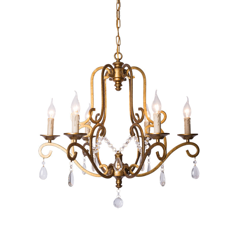 Traditional Candle-Style Chandelier Light 6 Lights Brass Lamp - Rebooters