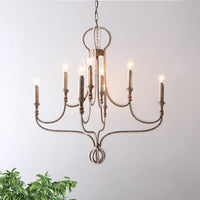 8 Lights Candelabra Chandelier Light Fixture Minimalism Aged Silver Crystal Pendant - Rebooters