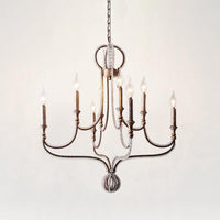 8 Lights Candelabra Chandelier Light Fixture Minimalism Aged Silver Crystal Pendant - Rebooters