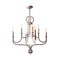 8 Lights Candelabra Chandelier Light Fixture Minimalism Aged Silver Crystal Pendant - Rebooters