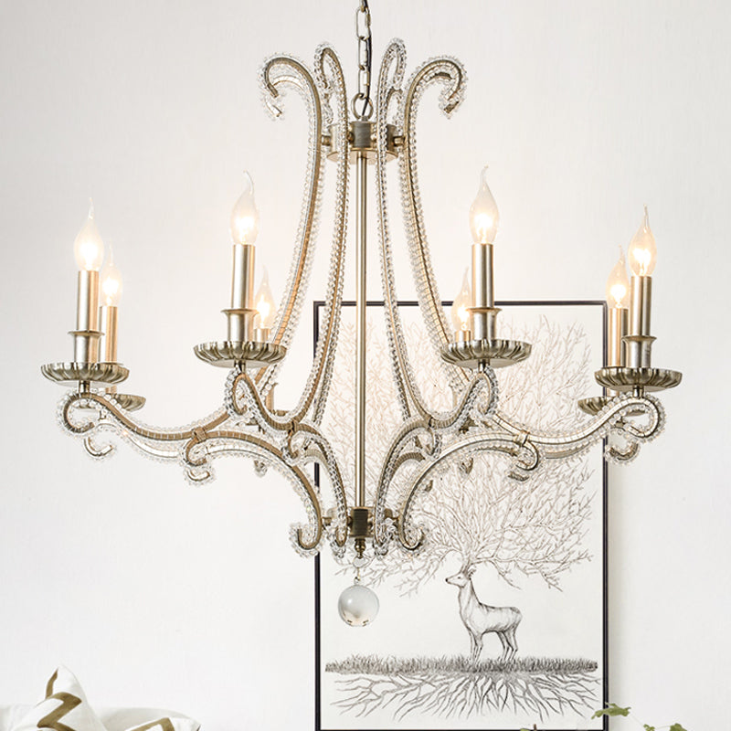 Candlestick Crystal Chandelier Lighting Simple 3/6/8 Lights Silver - Rebooters