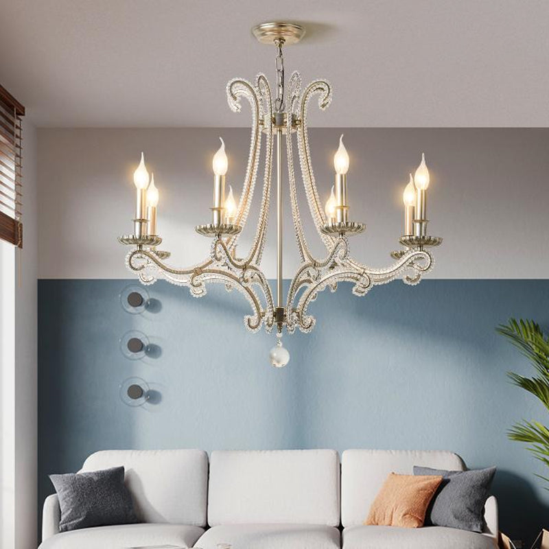Candlestick Crystal Chandelier Lighting Simple 3/6/8 Lights Silver - Rebooters