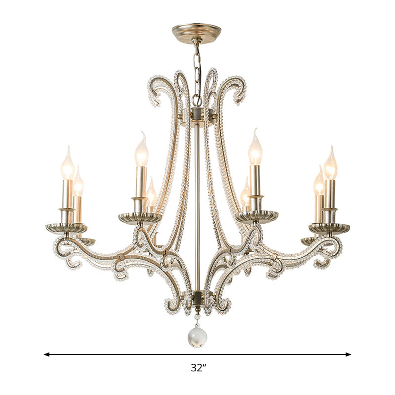 Candlestick Crystal Chandelier Lighting Simple 3/6/8 Lights Silver - Rebooters