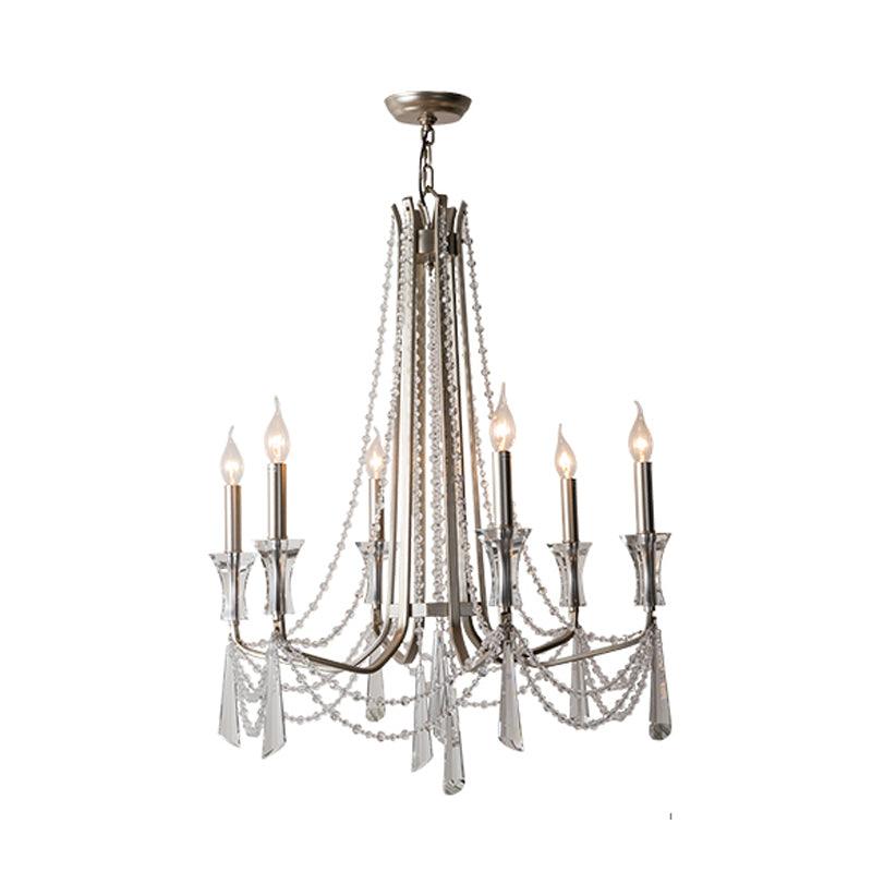 Candle Dining Room Chandelier Lighting Fixture Countryside 5/6 Lights Chrome Drop Pendant - Rebooters
