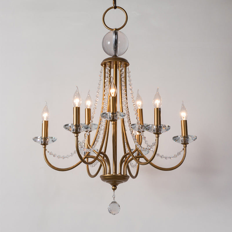 Crystal Candelabra Pendant Chandelier Lodge 9/12 Lights Brass - Rebooters