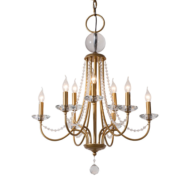 Crystal Candelabra Pendant Chandelier Lodge 9/12 Lights Brass - Rebooters