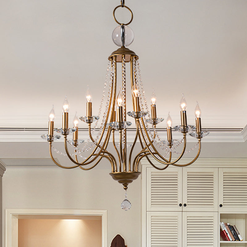 Crystal Candelabra Pendant Chandelier Lodge 9/12 Lights Brass - Rebooters