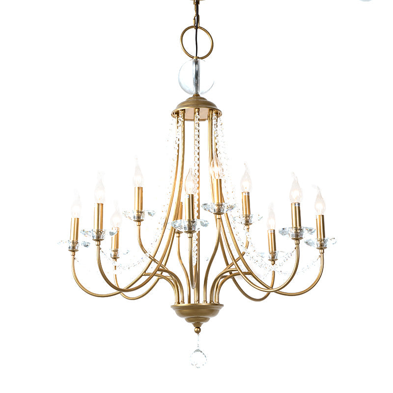 Crystal Candelabra Pendant Chandelier Lodge 9/12 Lights Brass - Rebooters