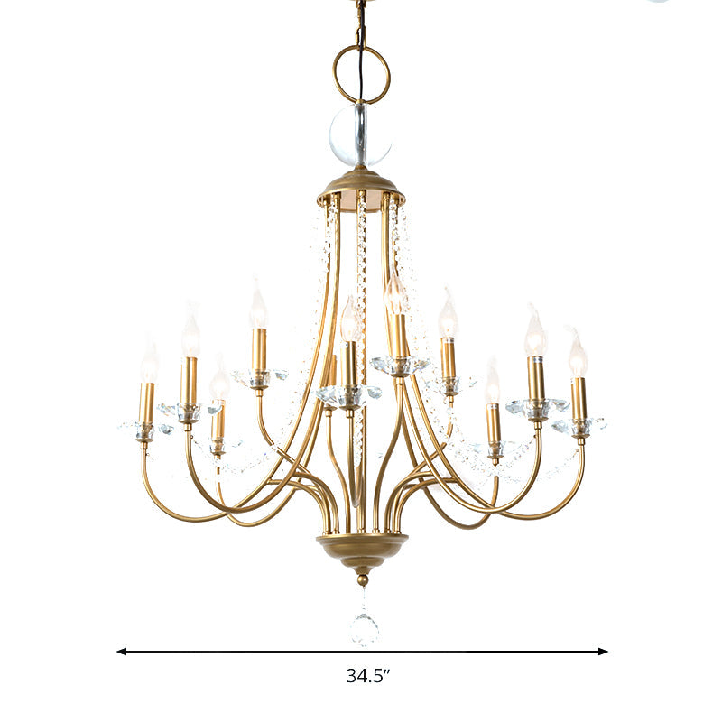 Crystal Candelabra Pendant Chandelier Lodge 9/12 Lights Brass - Rebooters