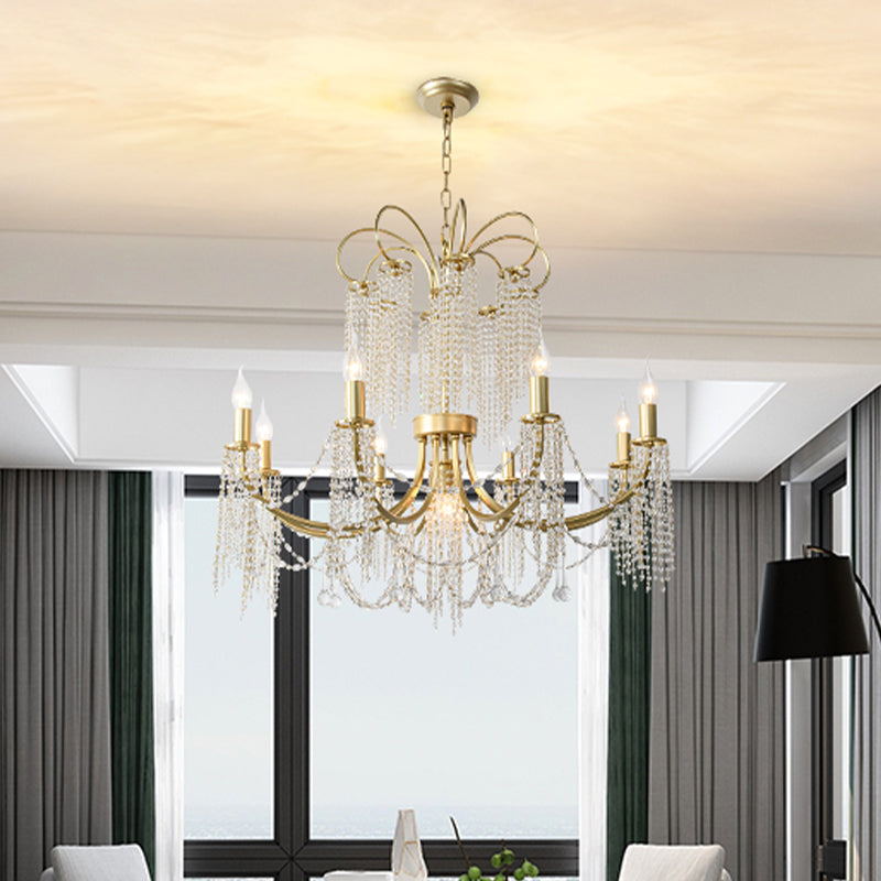 Crystal Gold Ceiling Chandelier Beaded 6/8 Lights Pendant Light - Rebooters