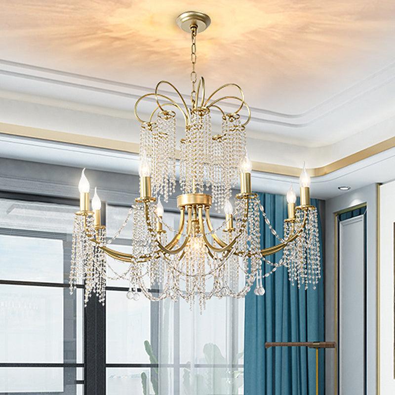 Crystal Gold Ceiling Chandelier Beaded 6/8 Lights Pendant Light - Rebooters