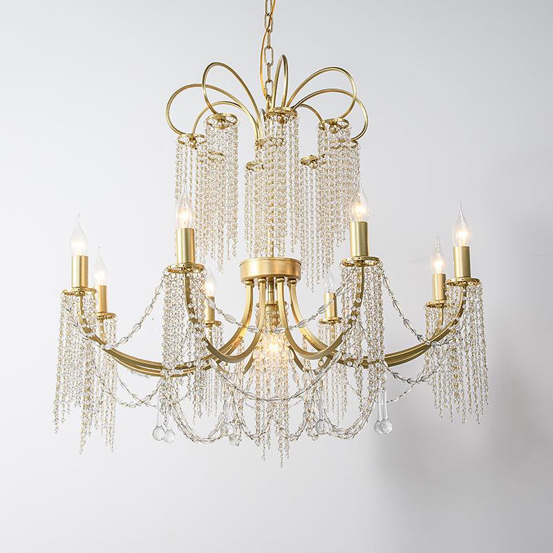 Crystal Gold Ceiling Chandelier Beaded 6/8 Lights Pendant Light - Rebooters