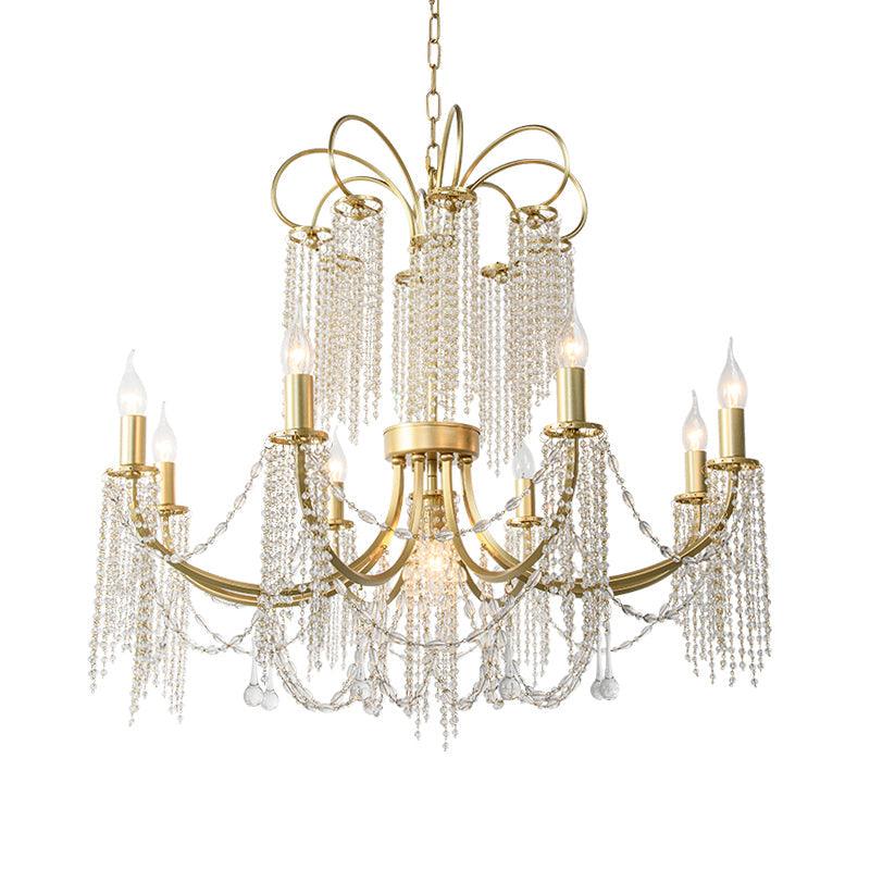 Crystal Gold Ceiling Chandelier Beaded 6/8 Lights Pendant Light - Rebooters