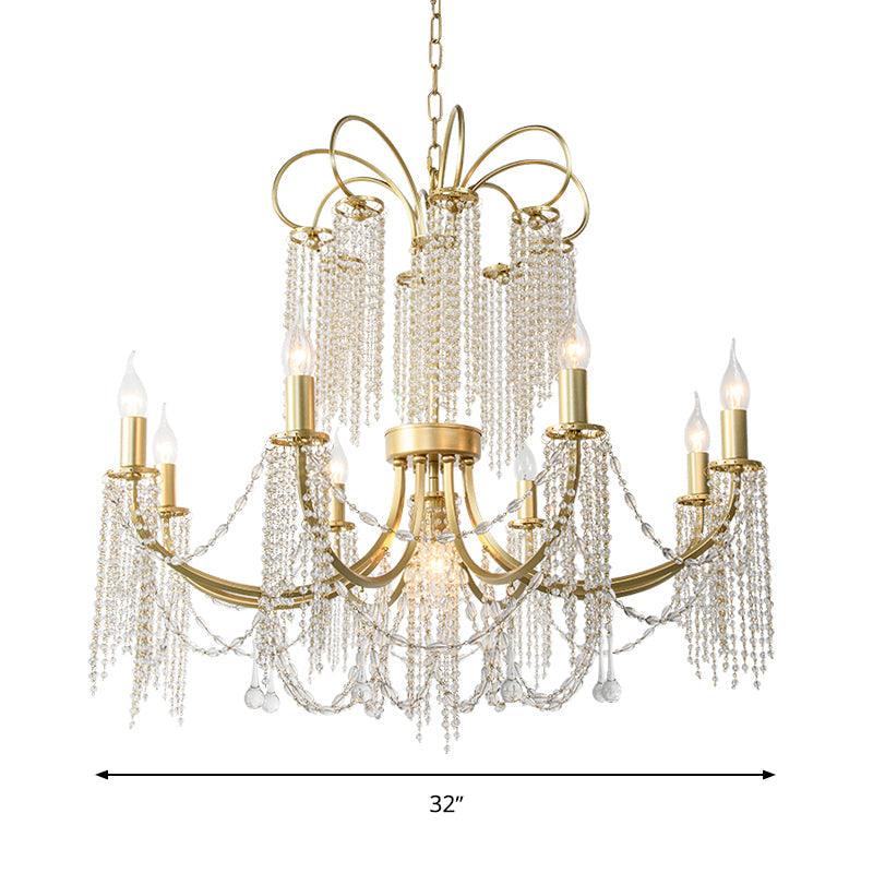 Crystal Gold Ceiling Chandelier Beaded 6/8 Lights Pendant Light - Rebooters