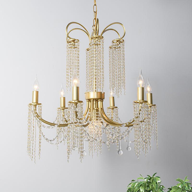 Crystal Gold Ceiling Chandelier Beaded 6/8 Lights Pendant Light - Rebooters