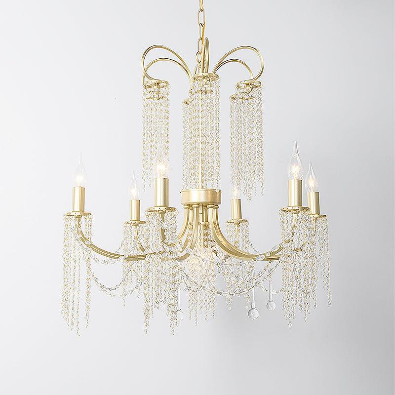 Crystal Gold Ceiling Chandelier Beaded 6/8 Lights Pendant Light - Rebooters