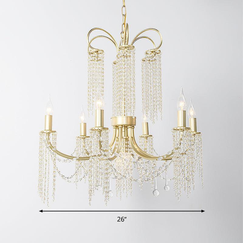 Crystal Gold Ceiling Chandelier Beaded 6/8 Lights Pendant Light - Rebooters