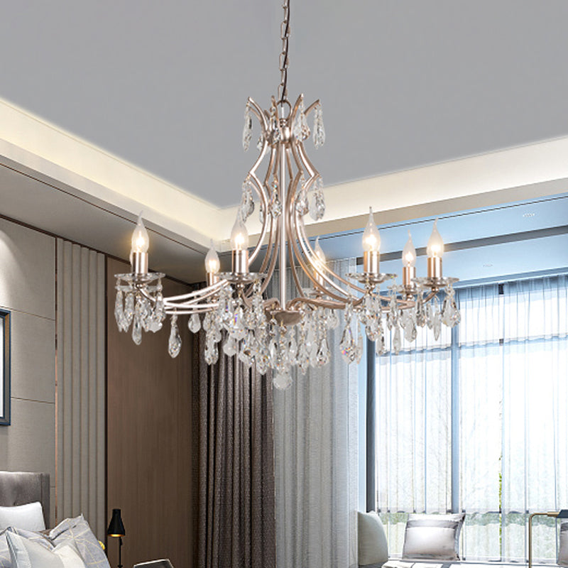 8 Lights Candlestick Chandelier Lodge Chrome Crystal Lamp - Rebooters