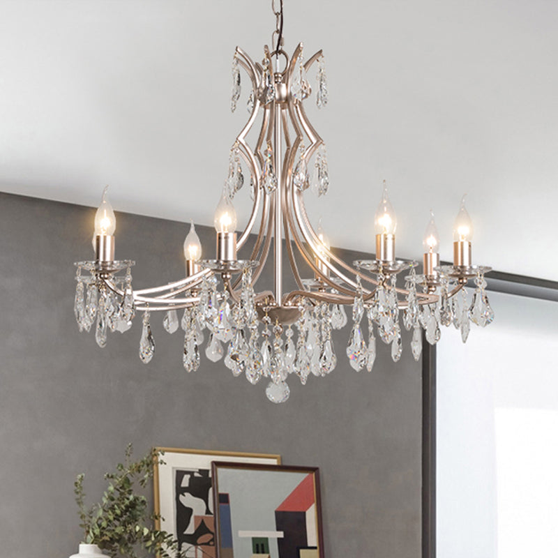 8 Lights Candlestick Chandelier Lodge Chrome Crystal Lamp - Rebooters