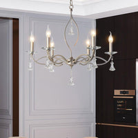 6/8 Lights Chandelier Lighting Fixture Traditional Curvy Crystal Hanging Lamp Kit in Chrome for Living Room - Rebooters