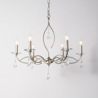 6/8 Lights Chandelier Lighting Fixture Traditional Curvy Crystal Hanging Lamp Kit in Chrome for Living Room - Rebooters