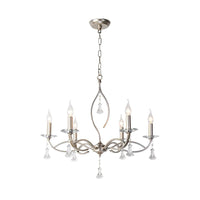 6/8 Lights Chandelier Lighting Fixture Traditional Curvy Crystal Hanging Lamp Kit in Chrome for Living Room - Rebooters