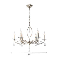 6/8 Lights Chandelier Lighting Fixture Traditional Curvy Crystal Hanging Lamp Kit in Chrome for Living Room - Rebooters