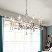 6/8 Lights Chandelier Lighting Fixture Traditional Curvy Crystal Hanging Lamp Kit in Chrome for Living Room - Rebooters