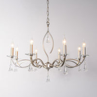 6/8 Lights Chandelier Lighting Fixture Traditional Curvy Crystal Hanging Lamp Kit in Chrome for Living Room - Rebooters