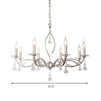 6/8 Lights Chandelier Lighting Fixture Traditional Curvy Crystal Hanging Lamp Kit in Chrome for Living Room - Rebooters