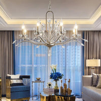 6/8 Lights Crystal Chandelier Lamp Minimalism Silver Candelabra - Rebooters