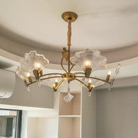 6/8 Lights Leaf-Shaped Ceiling Chandelier Rustic Brass Crystal - Rebooters