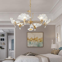 6/8 Lights Leaf-Shaped Ceiling Chandelier Rustic Brass Crystal - Rebooters