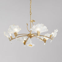 6/8 Lights Leaf-Shaped Ceiling Chandelier Rustic Brass Crystal - Rebooters