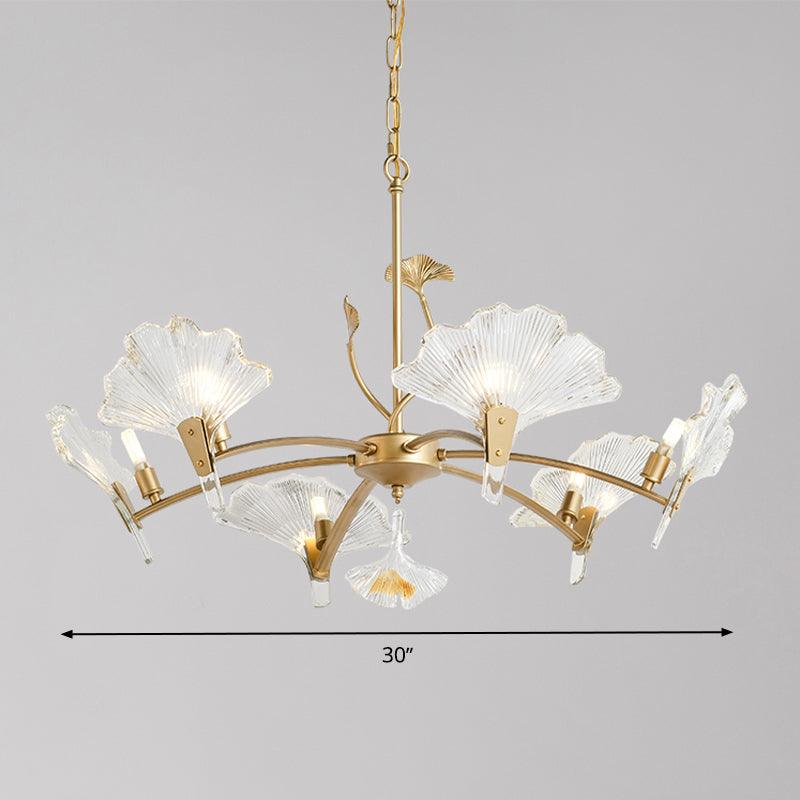 6/8 Lights Leaf-Shaped Ceiling Chandelier Rustic Brass Crystal - Rebooters