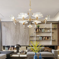 6/8 Lights Leaf-Shaped Ceiling Chandelier Rustic Brass Crystal - Rebooters