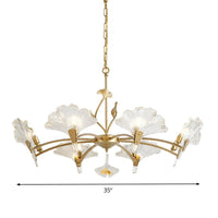 6/8 Lights Leaf-Shaped Ceiling Chandelier Rustic Brass Crystal - Rebooters