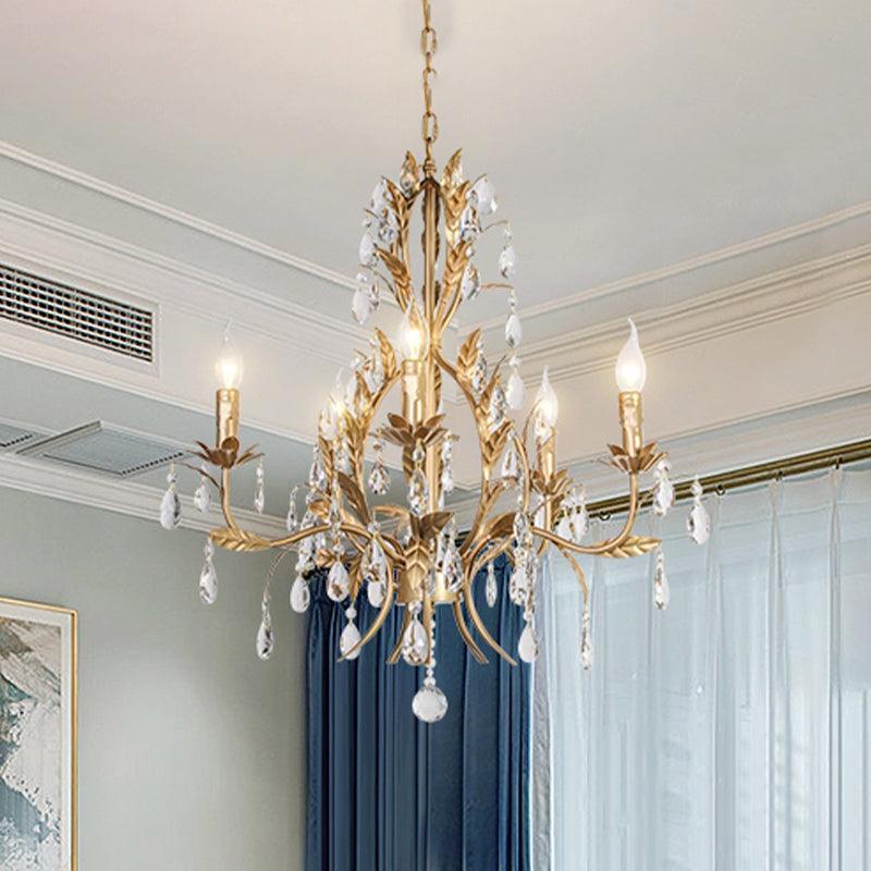 5 Lights Chandelier Rural Candelabra Crystal Pendant Light - Rebooters