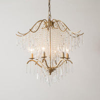 Beaded Living Room Chandelier Lighting Minimalism Crystal Gold 6/8 Lights - Rebooters