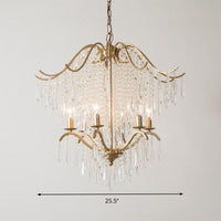 Beaded Living Room Chandelier Lighting Minimalism Crystal Gold 6/8 Lights - Rebooters