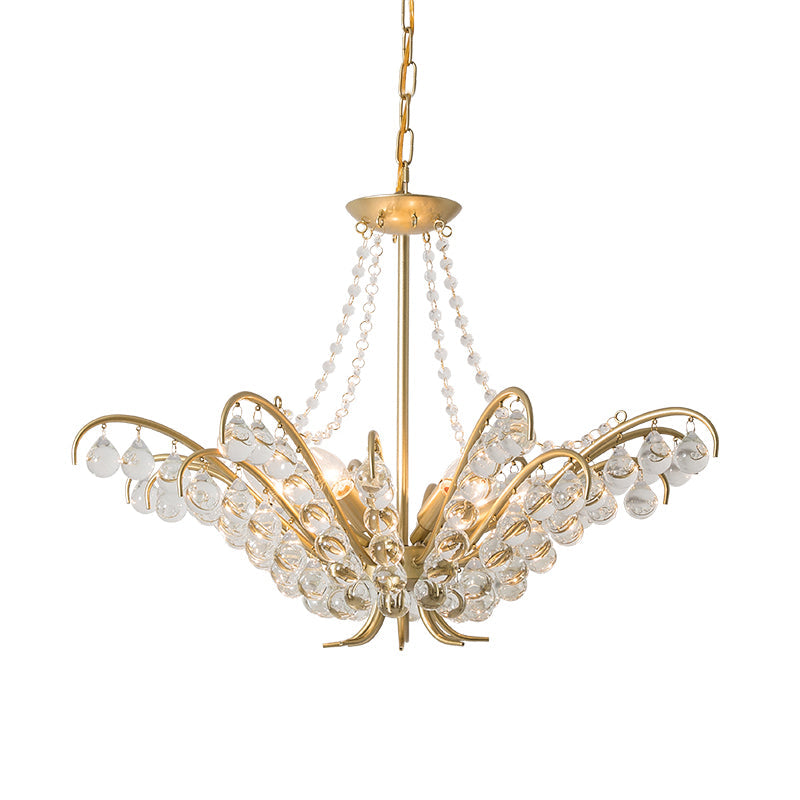 Traditional Candle Ceiling Chandelier 6 Lights Crystal Lamp Gold - Rebooters